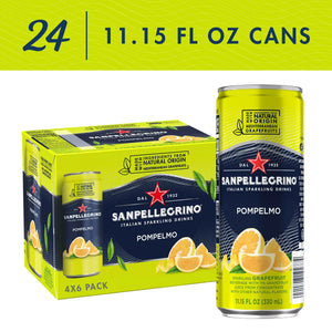 Sanpellegrino Italian Sparkling Drink Pompelmo, Sparkling Grapefruit Beverage, 24 Pack of 11.15 Fl Oz Cans 267.6 fl oz